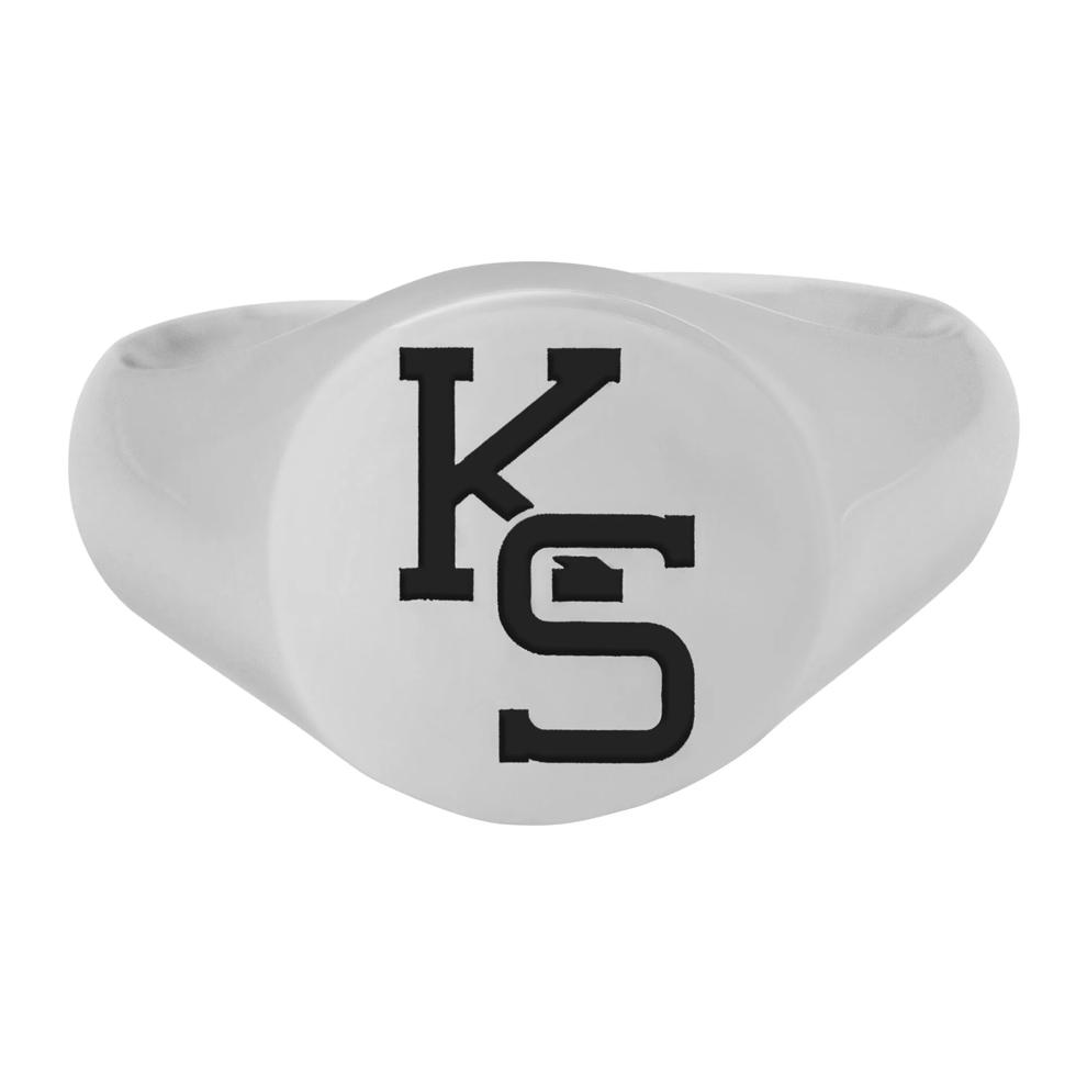 Kansas State Baseball Logo Signet Ring in Palladium Silver – Image 1 of 3