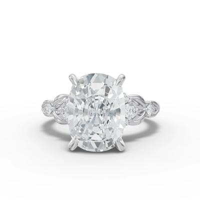 Lab Grown Diamond Elongated Cushion Center Engagement Ring in 14K White Gold (4 1/3 ct. tw.)