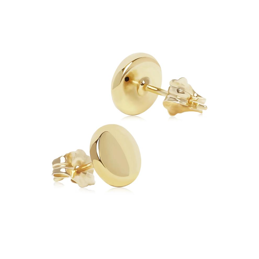 Flat Round Stud Earrings in 14K Yellow Gold, 7.3mm – Image 2 of 2