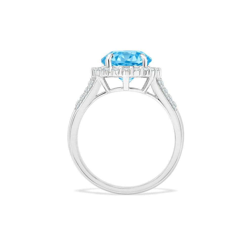 Blue Topaz &amp; Diamond Halo Ring in 10K White Gold (1/2 ct. tw.) – Image 2 of 4