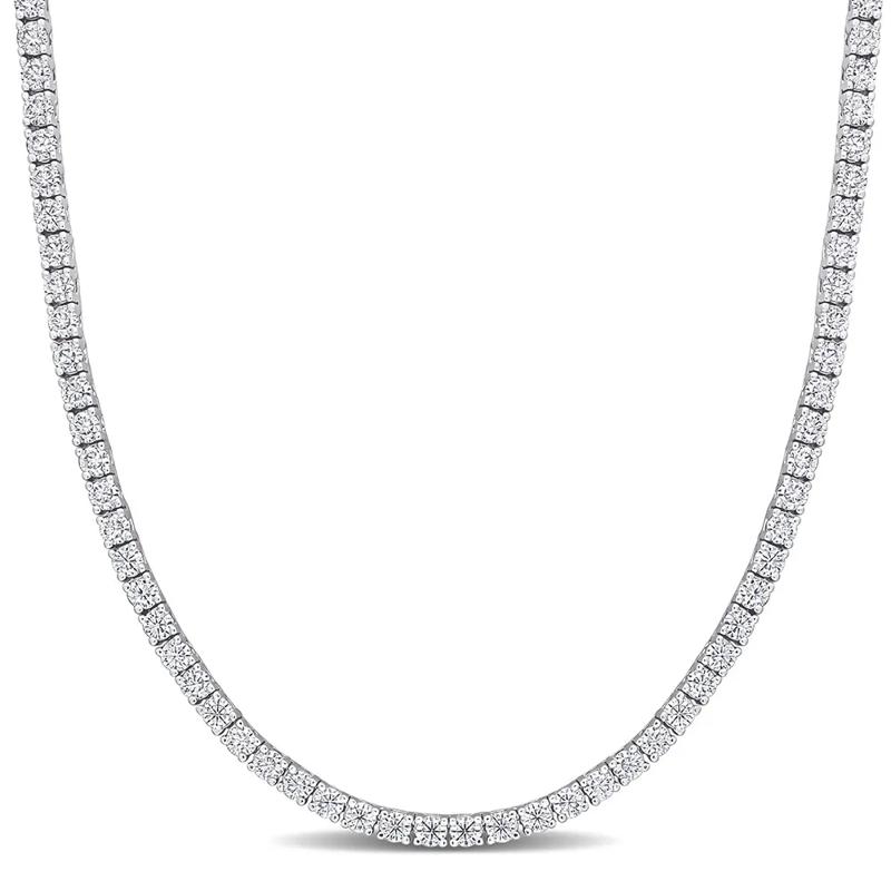 Moissanite Tennis Necklace in Sterling Silver &#40;12 1/2 ct. dew&#41; – Image 1 of 5