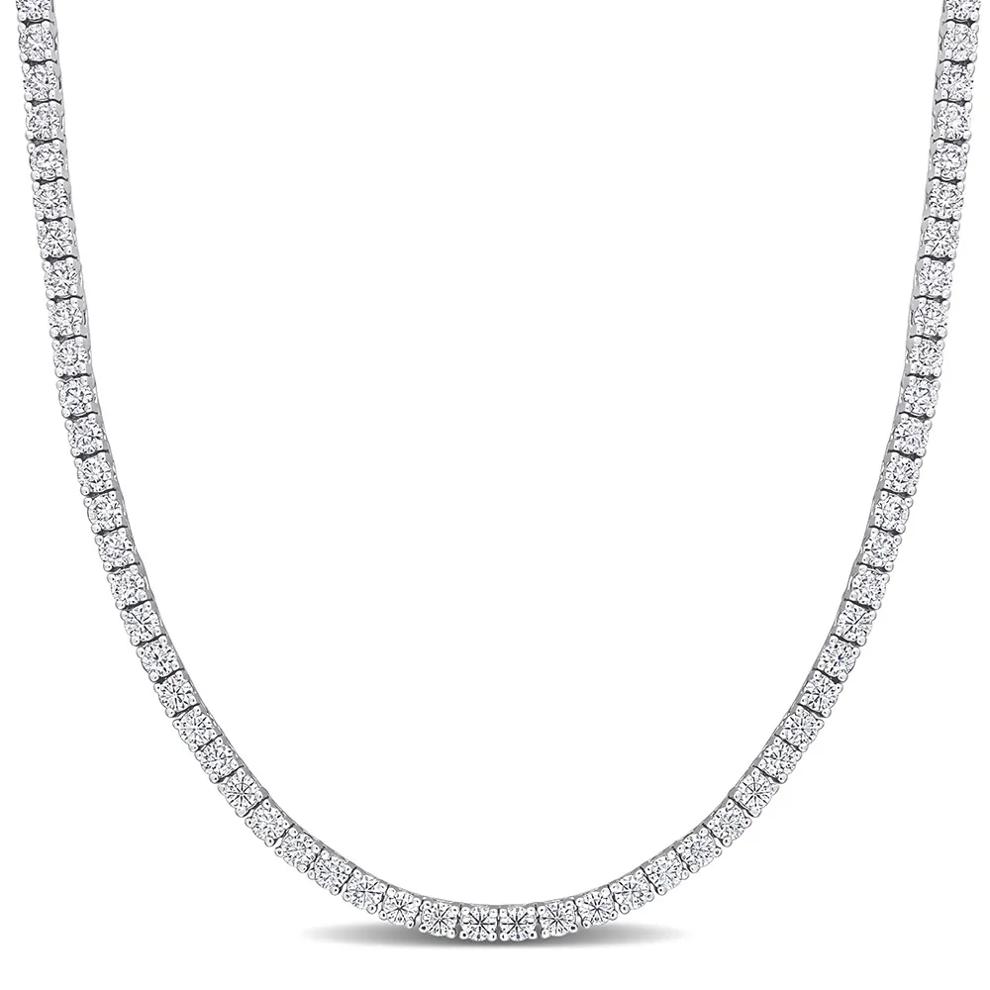 Moissanite Tennis Necklace in Sterling Silver (12 1/2 ct. dew) – Image 1 of 5