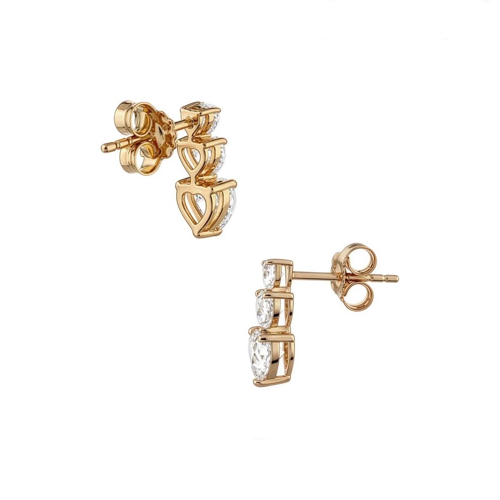 Lab-Created White Sapphire Graduated Linear Heart Stud Earrings in Vermeil – Image 2 of 2