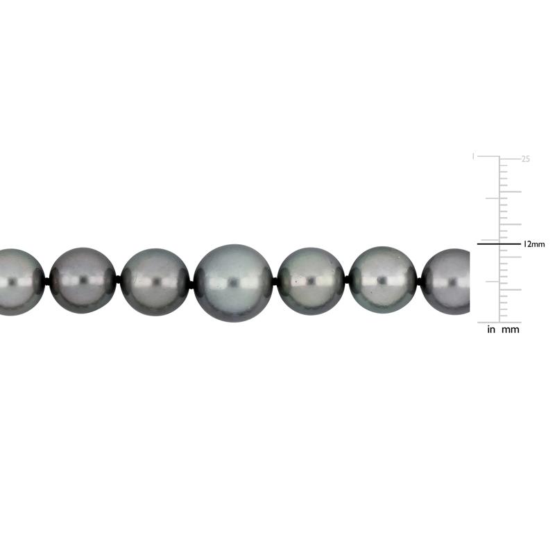 Black Tahitian Pearl and Diamond Accent Necklace in 14K White Gold – Image 2 of 5