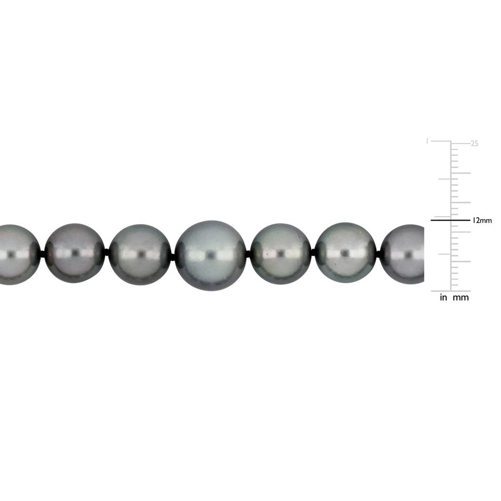 Black Tahitian Pearl and Diamond Accent Necklace in 14K White Gold – Image 2 of 5