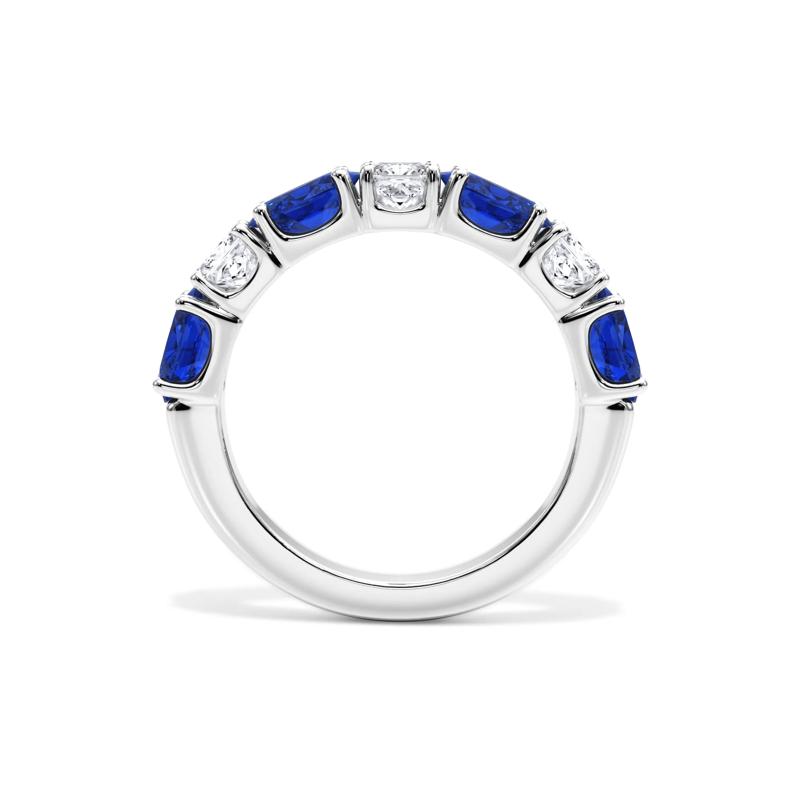 Diamond &amp; Blue Sapphire Alternating Seven-Stone Anniversary Band Ring in Platinum &#40;3/4 ct. tw.&#41; – Image 2 of 4