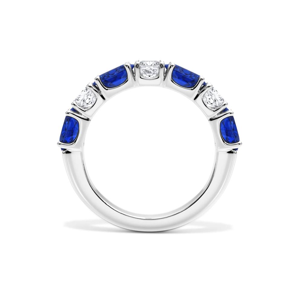 Diamond &amp; Blue Sapphire Alternating Seven-Stone Anniversary Band Ring in Platinum (3/4 ct. tw.) – Image 2 of 4