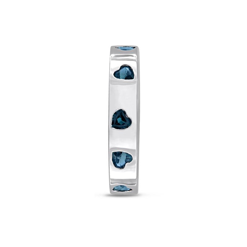 Heart-Shaped London Blue Topaz Eternity Band in Sterling Silver – Image 3 of 7