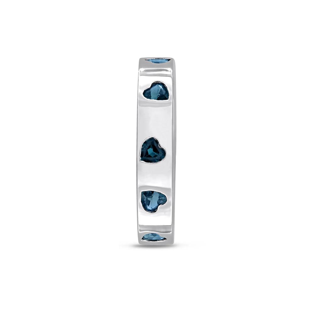 Heart-Shaped London Blue Topaz Eternity Band in Sterling Silver – Image 3 of 7