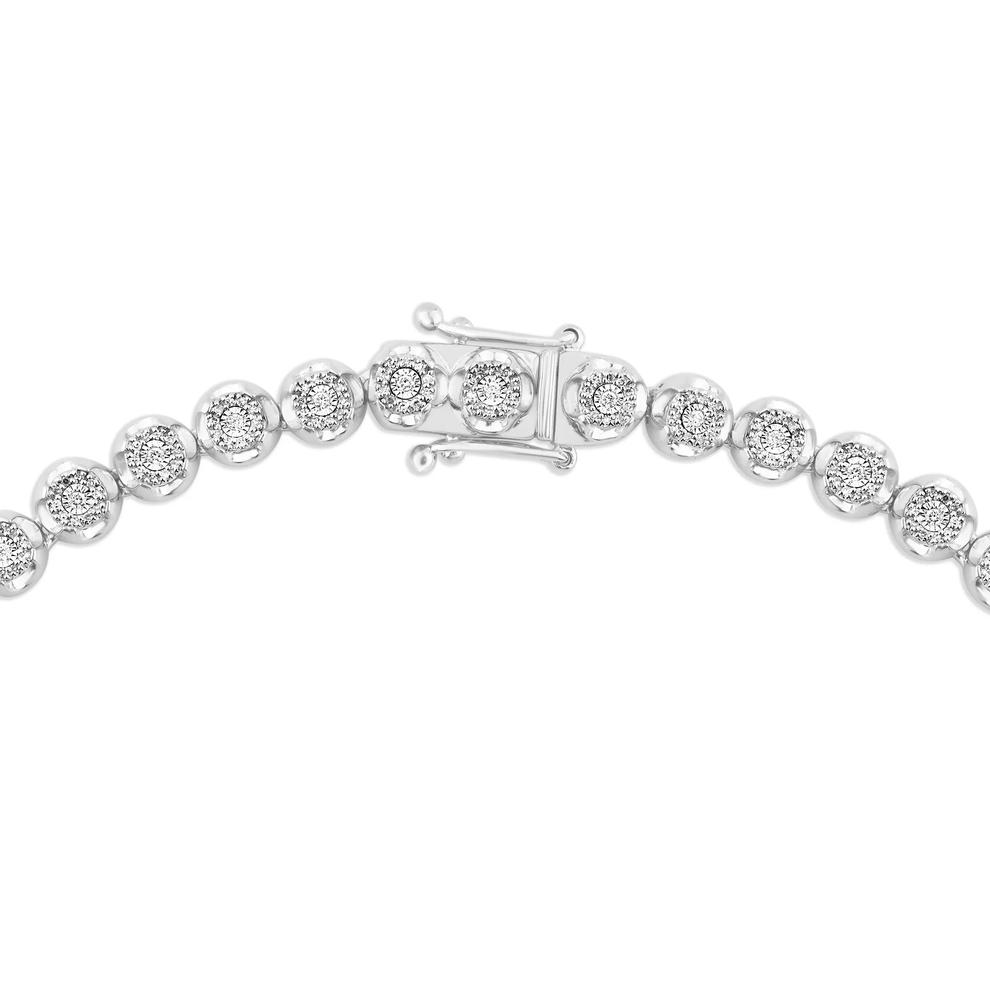 Men's Diamond Round Cluster Tennis Necklace in Sterling Silver (2 ct. tw.) – Image 4 of 4