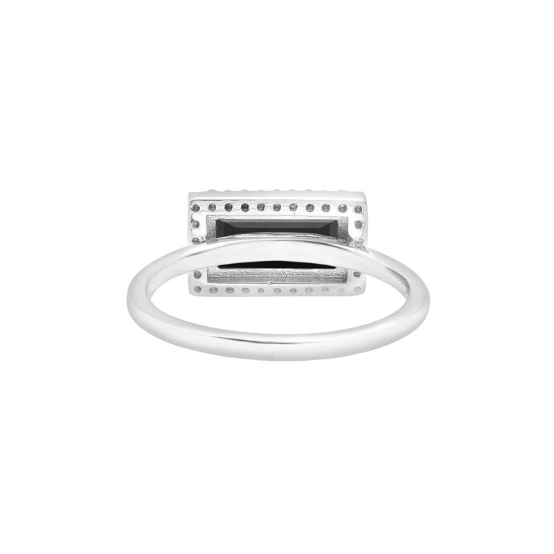 Black Onyx and Lab-Created White Sapphire Cocktail Ring in Sterling Silver – Image 4 of 5