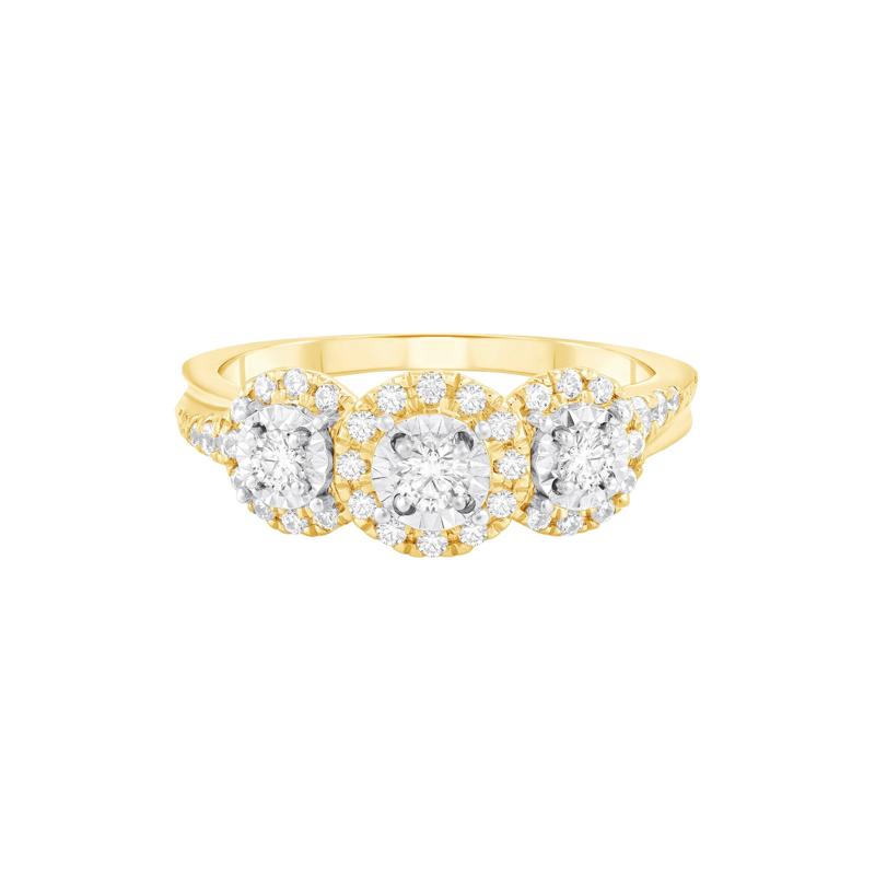 Diamond Three-Stone Engagement Ring in 10K Yellow Gold &#40;1/2 ct. tw.&#41; – Image 1 of 3