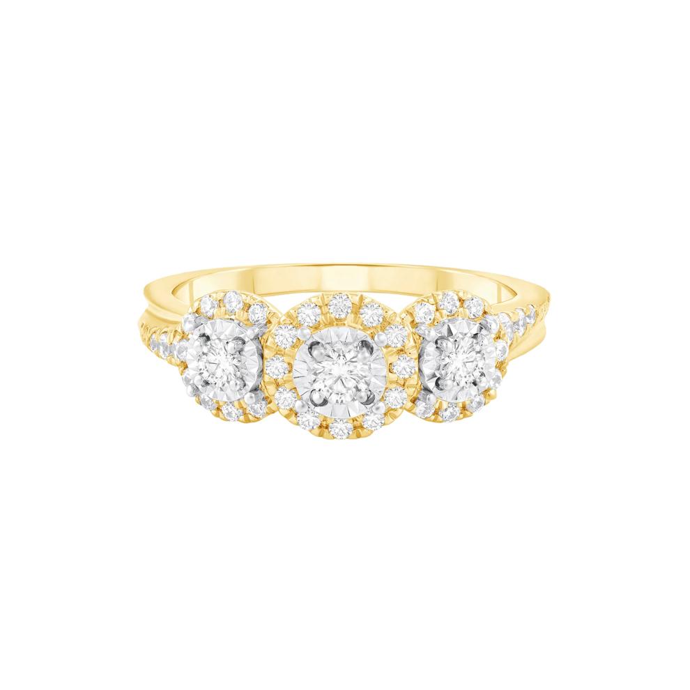 Diamond Three-Stone Engagement Ring in 10K Yellow Gold (1/2 ct. tw.) – Image 1 of 3