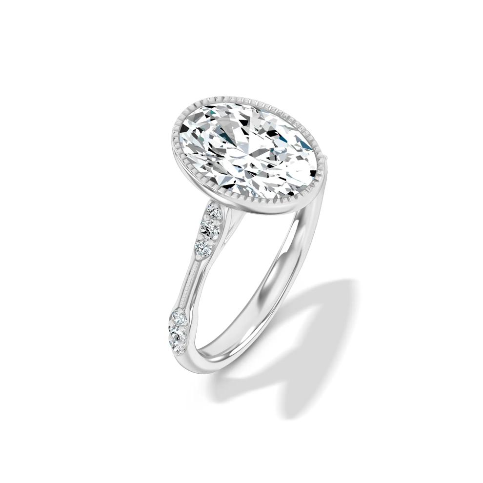 Lab Grown Diamond Oval Milgrain Bezel Engagement Ring in 14K White Gold (3 1/8 ct. tw.) – Image 4 of 4