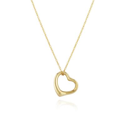 Open Heart Pendant Necklace in 14K Yellow Gold
