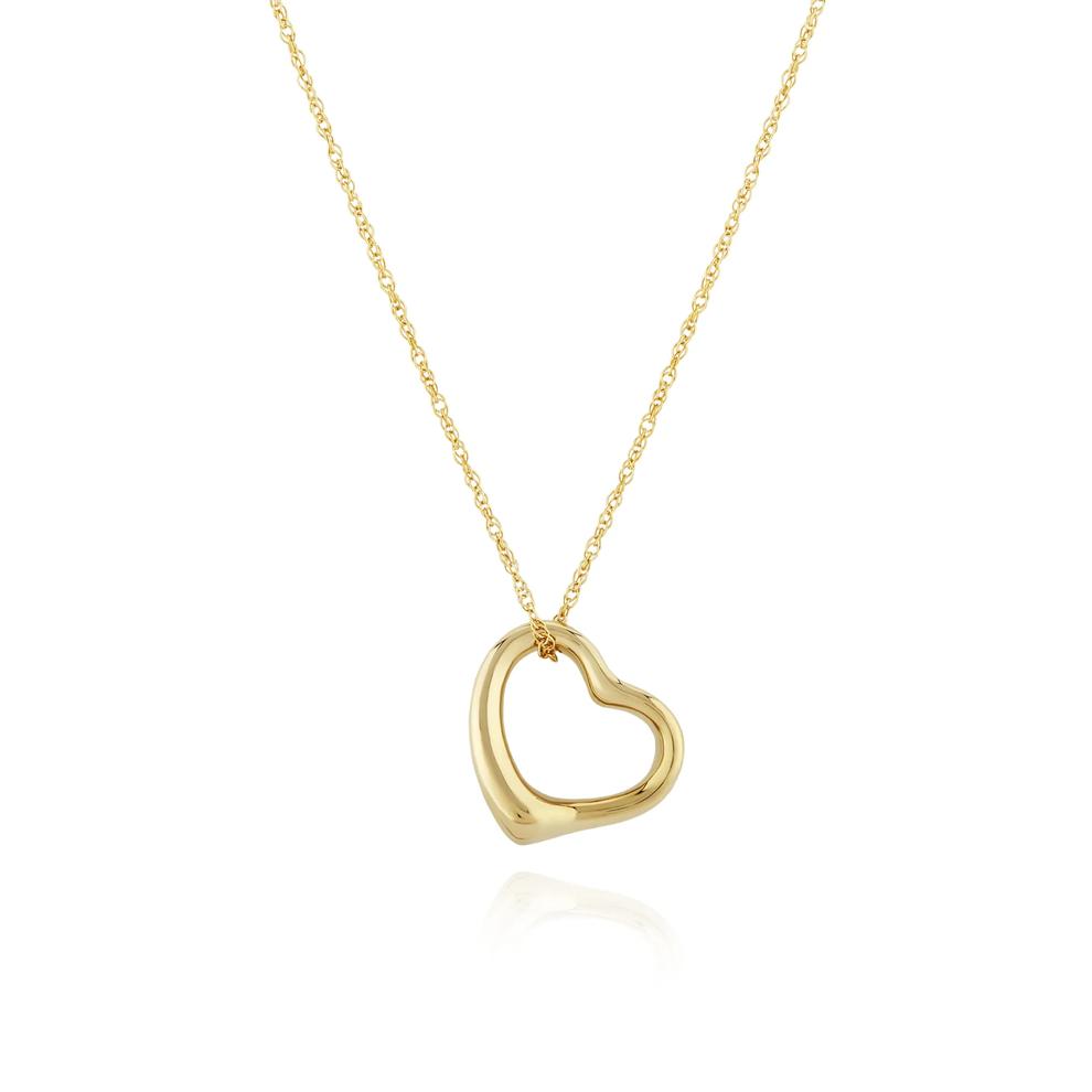 Open Heart Pendant Necklace in 14K Yellow Gold – Image 1 of 3