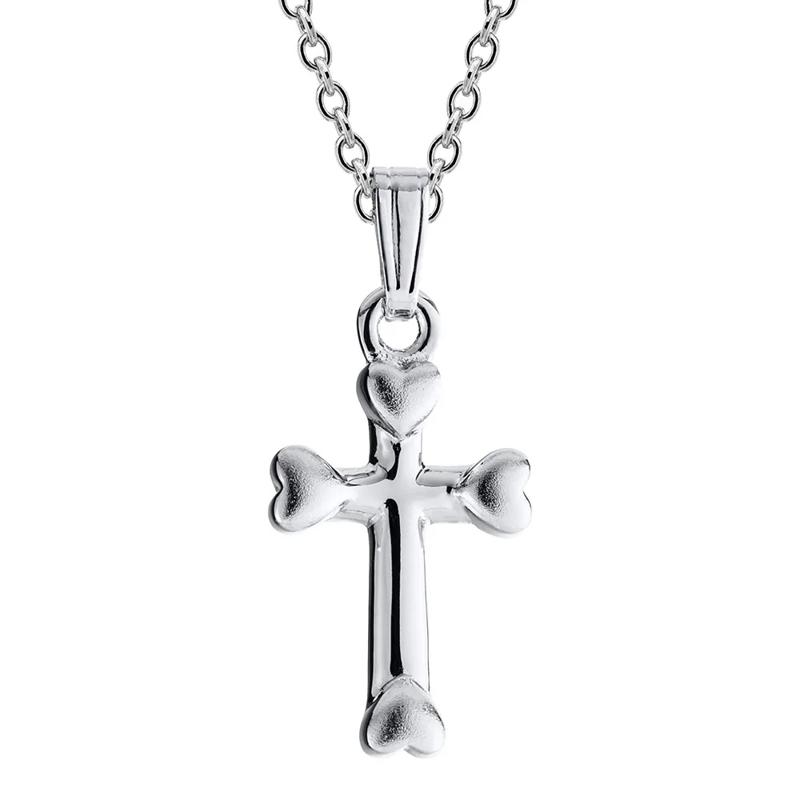 Children&#39;s Heart Cross Pendant in Sterling Silver – Image 1 of 2