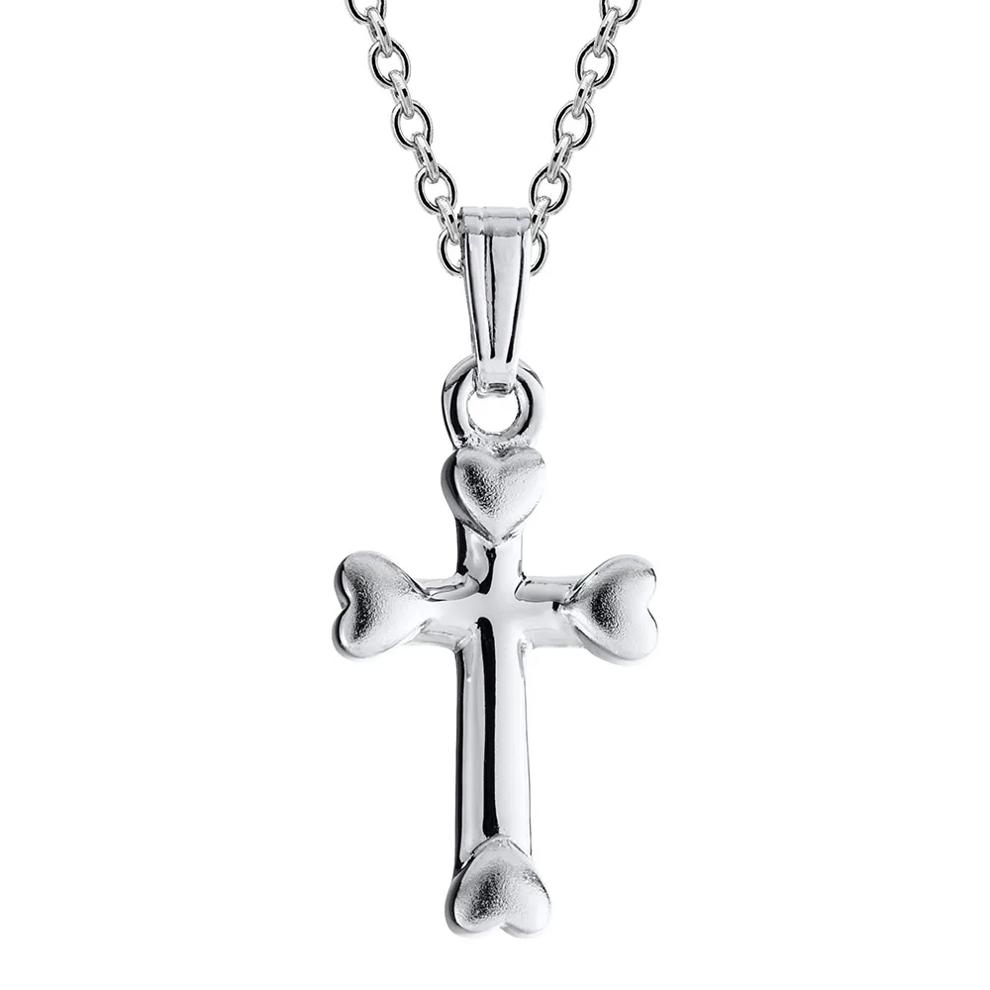 Children's Heart Cross Pendant in Sterling Silver – Image 1 of 2