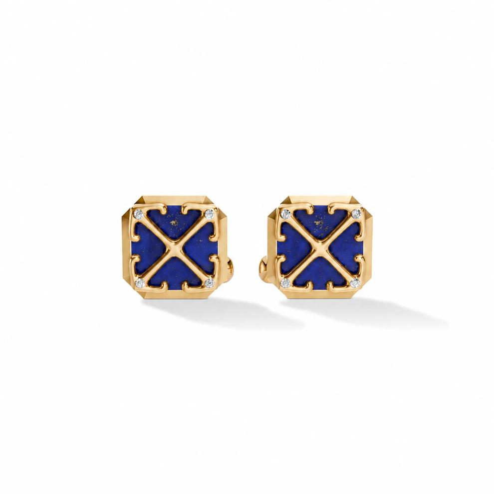 Men's Lapis &amp; Lab Grown Diamond Accent Arrow Design Cufflinks in 18K Gold Vermeil – Image 1 of 2