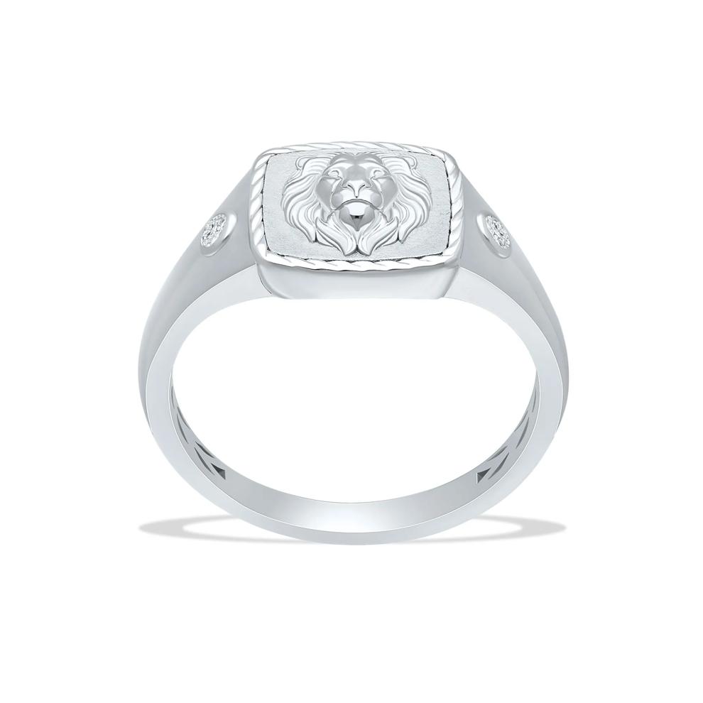 Men's Diamond Accent Lion's Head Ring in Sterling Silver – Image 2 of 4