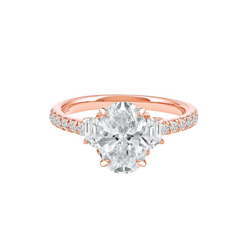 Khai Lab Grown Diamond Oval Engagement Ring in 14K Rose Gold &#40;2 3/4 ct. tw.&#41; – Image 1 of 5