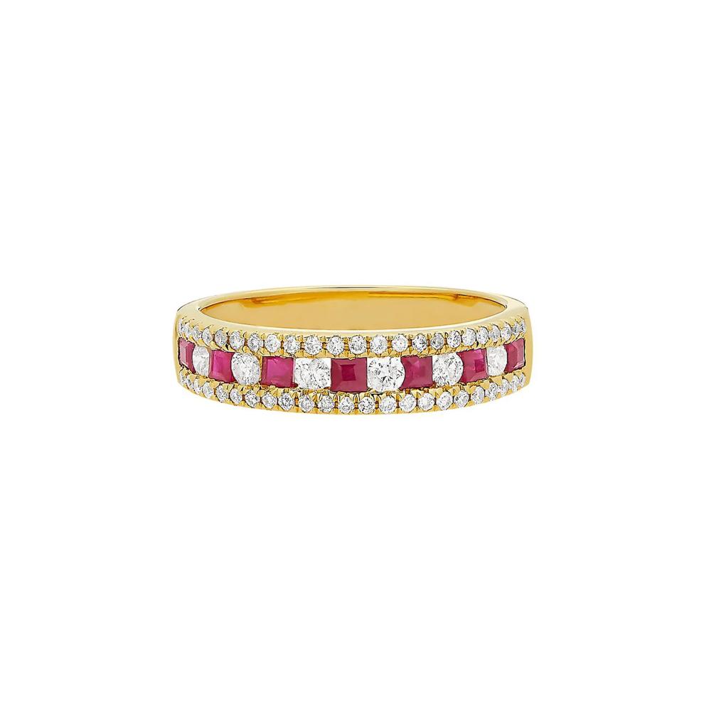 Ruby &amp; 1/3 ct. tw. Diamond Band in 10K Yellow Gold – Image 1 of 3