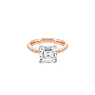 Lab Grown Diamond Asscher Cut Solitaire Ring in 14K Rose and White Gold (3 ct. tw.)