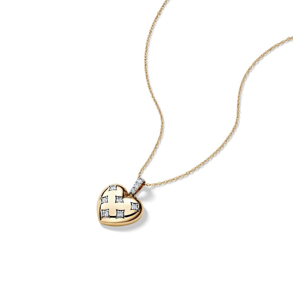 Diamond Puffy Heart Pendant in 10K Yellow Gold (1/7 ct. tw.) – Image 4 of 4