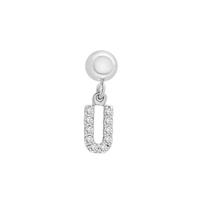 Diamond Accent U Initial Bead Charm in Sterling Silver