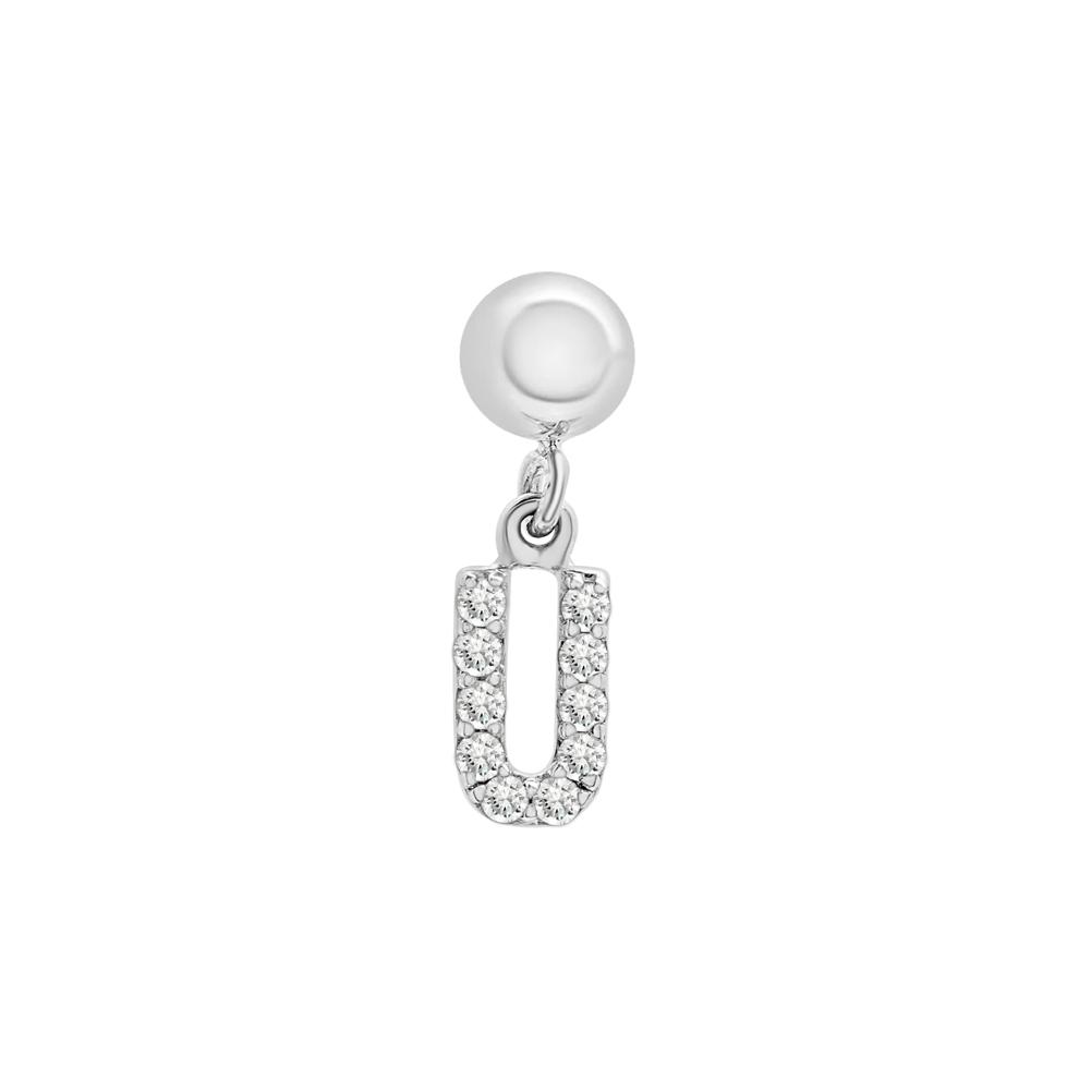 Diamond Accent U Initial Bead Charm in Sterling Silver – Image 1 of 3
