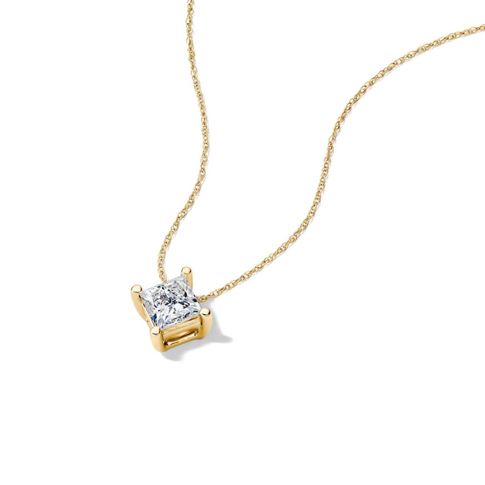 Lab Grown Diamond Princess-Cut Solitaire Pendant in 14K Yellow Gold (1 ct. tw.) – Image 4 of 4