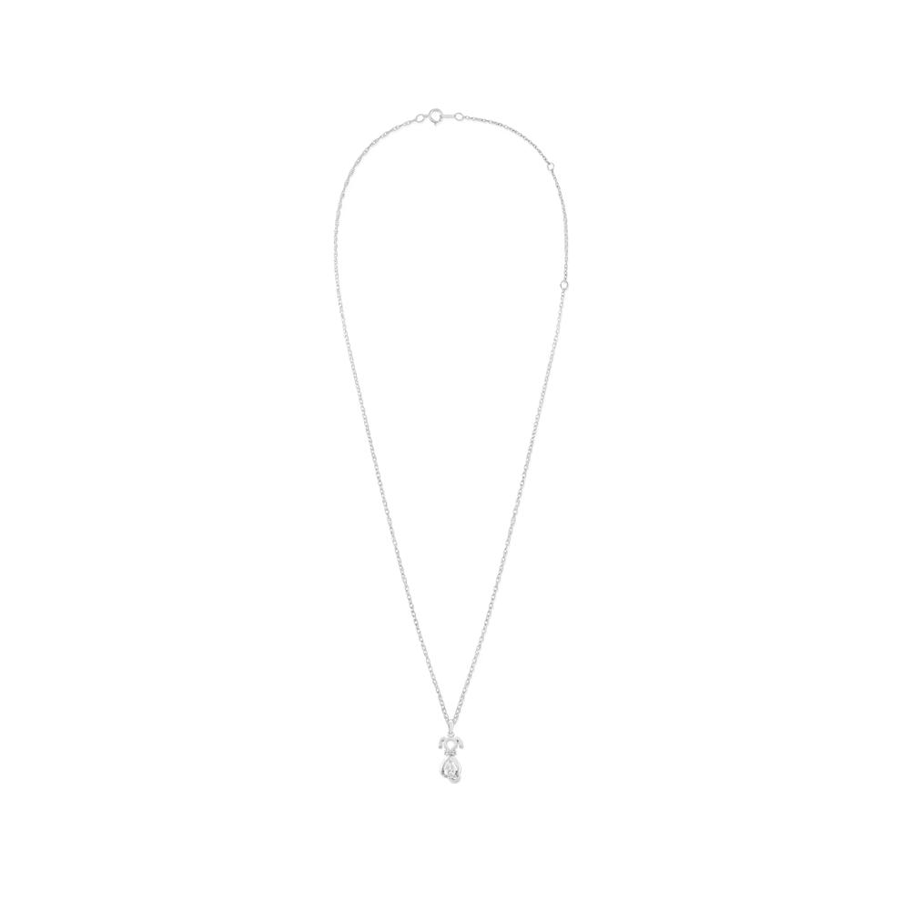 Lab-Created White Sapphire Dog Pendant Necklace in Sterling Silver – Image 2 of 4