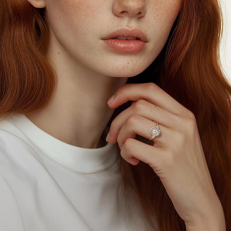 1 ct. tw. Diamond Double Halo Three-Stone Engagement Ring in 14K White Gold – Image 5 of 5