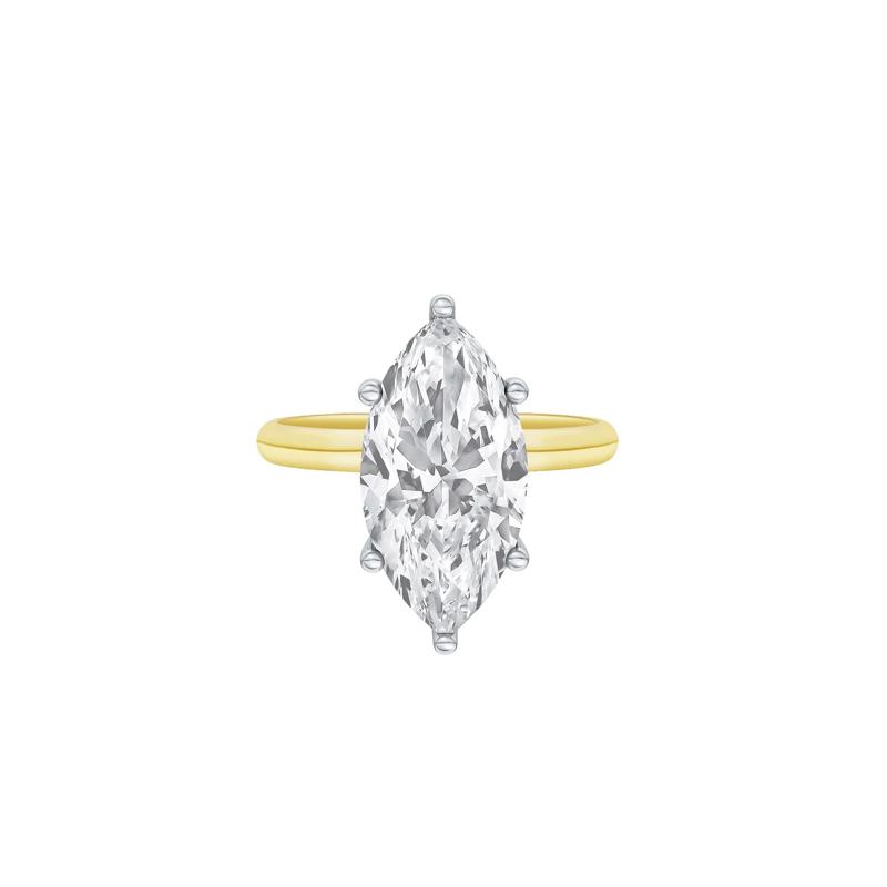 Lab Grown Diamond Marquise Solitaire Engagement Ring in 14K Yellow &amp; White Gold &#40;5 ct.&#41; – Image 1 of 4