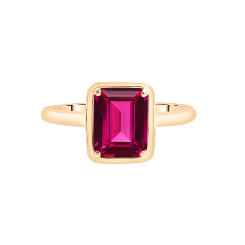Faux-Bezel Ruby Ring in 10K Yellow Gold – Image 1 of 5