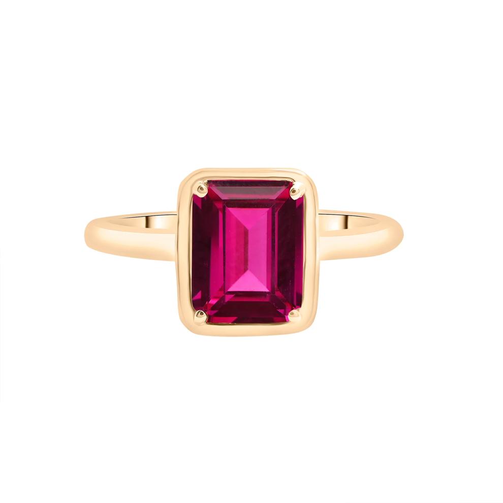 Faux-Bezel Ruby Ring in 10K Yellow Gold – Image 1 of 5