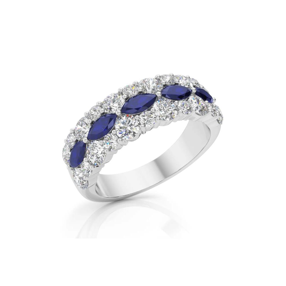 Diamond and Blue Sapphire Anniversary Band in 14K White Gold (1 7/8 ct. tw.) – Image 5 of 5