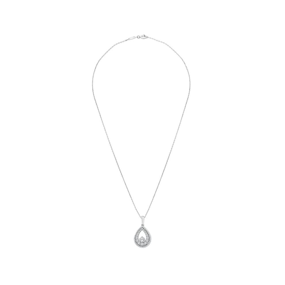 Diamond Teardrop Pendant in 10K White Gold (1/2 ct. tw.) – Image 3 of 4