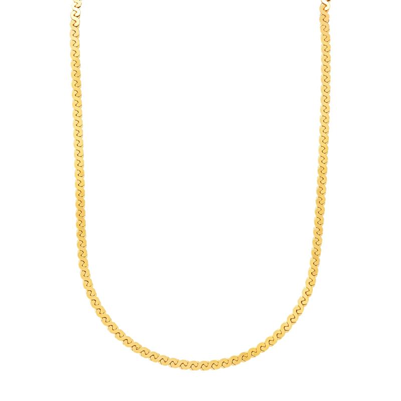 Serpentine Chain Necklace in Vermeil, 1.8MM, 15&quot; – Image 1 of 3