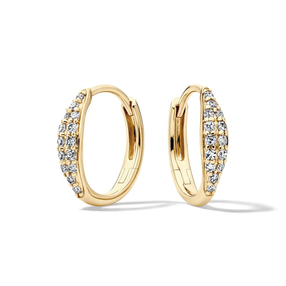 Diamond Huggie Hoop in 10K Yellow Gold (1/5 ct. tw.) – Image 1 of 2