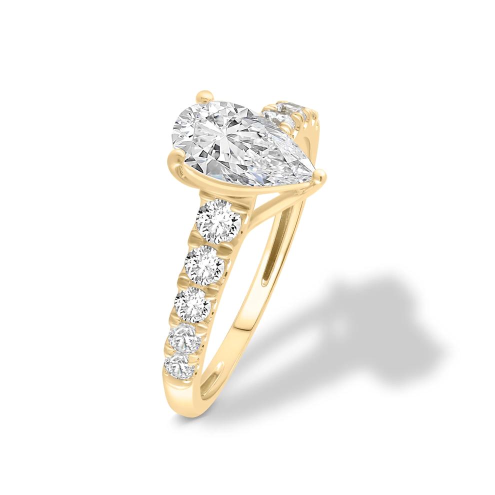 Lab Grown Diamond Pear-Shaped Center Engagement Ring in 14K Yellow Gold (1 1/2 ct. tw.) – Image 4 of 4