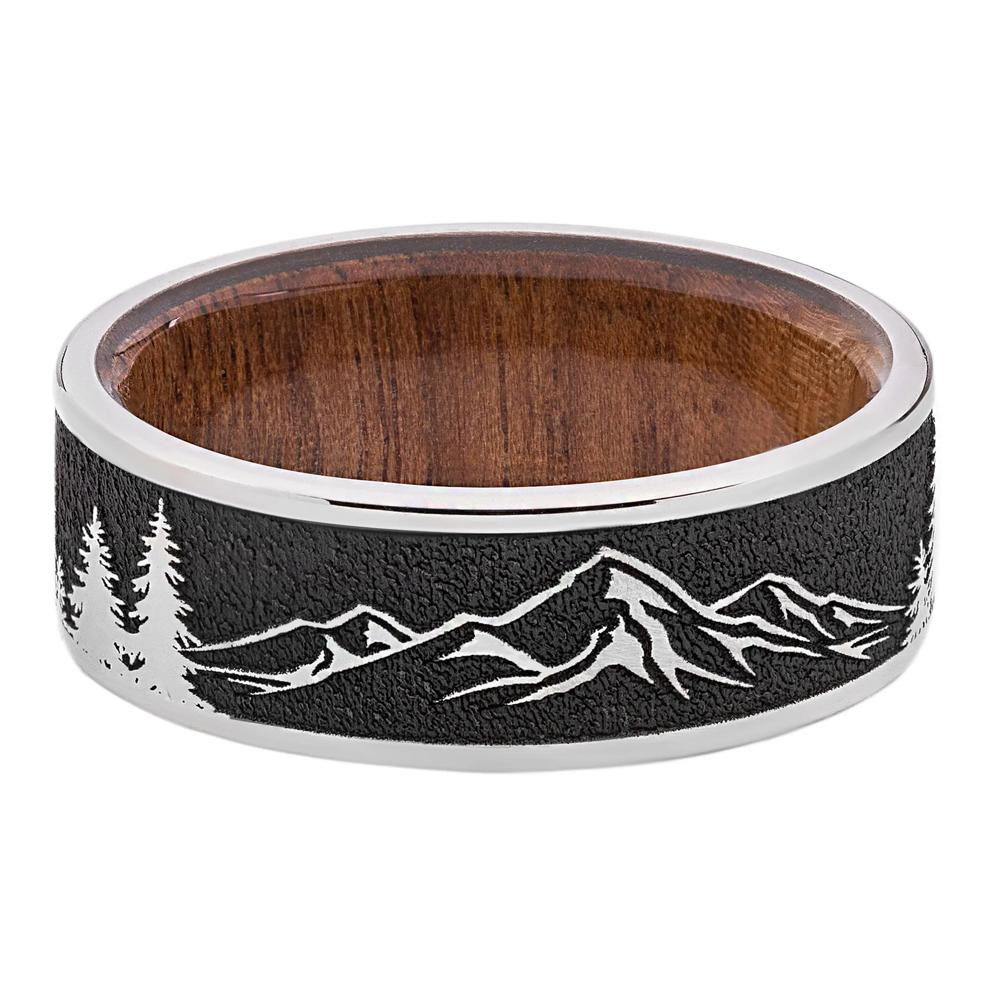 Men's Mountain Band in Titanium with Walnut Hardwood Interior, 8MM – Image 1 of 3