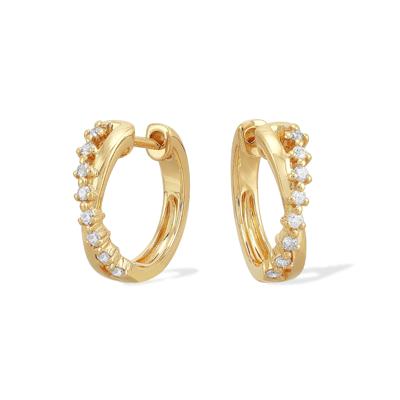Diamond Hoop Earrings in 14K Yellow Gold, 13x14.5MM (1/7 ct. tw.)