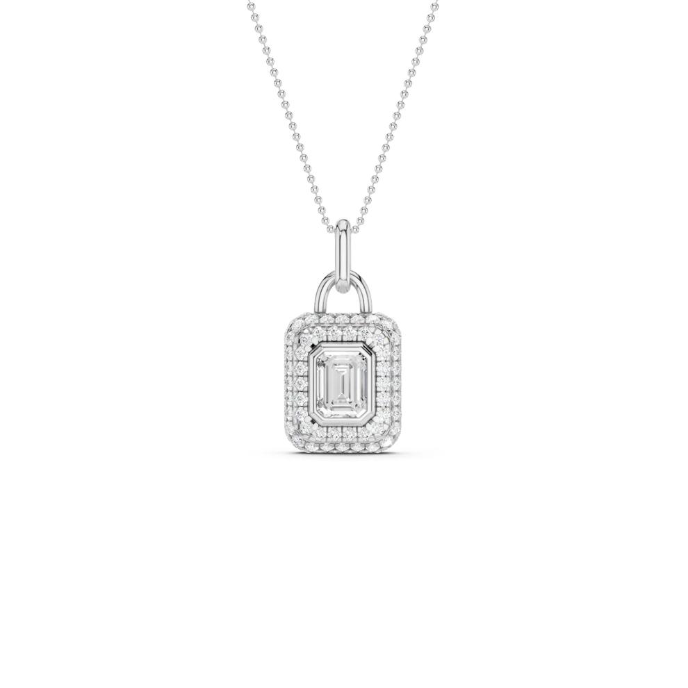 Lab Grown Diamond Emerald-Cut Pendant Necklace in 14K White Gold (1 ct. tw.) – Image 1 of 3