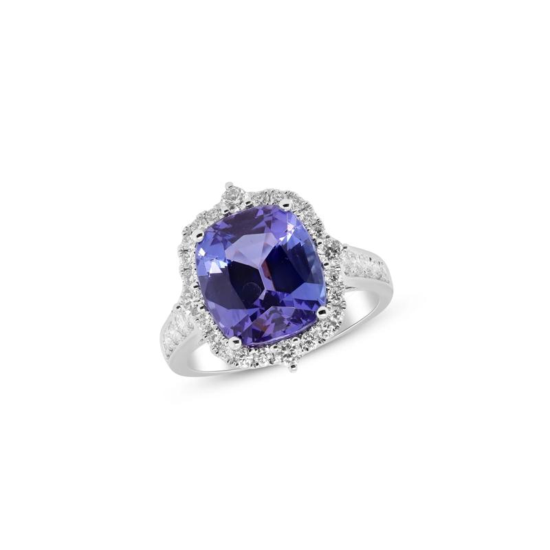 Tanzanite and Diamond Pointed Halo Ring in 18K White Gold &#40;3/4 ct. tw.&#41; – Image 4 of 4