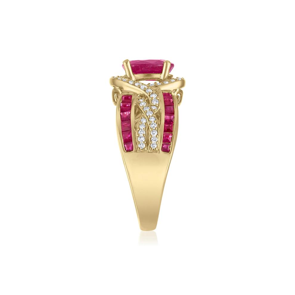 Ruby and Diamond Ring in 14K Yellow Gold (1/3 ct. tw.) – Image 3 of 3