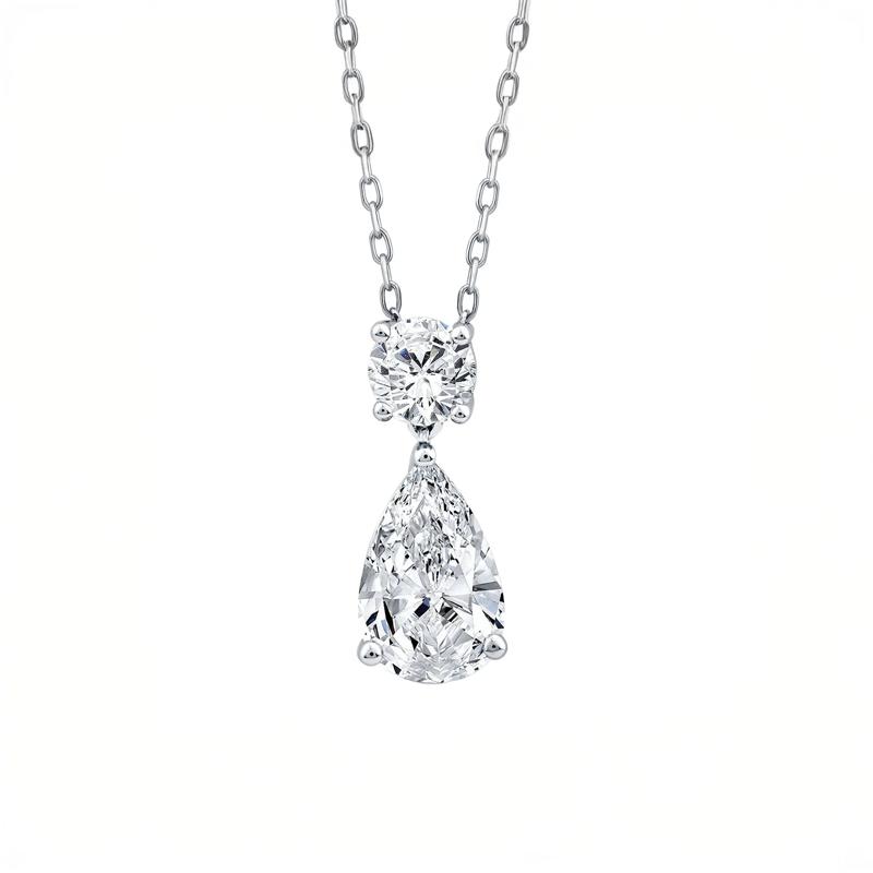 Lab Grown Diamond Pear-Shaped and Round Necklace in 10K White Gold (1 1/2 ct. tw.) – Image 1 of 3