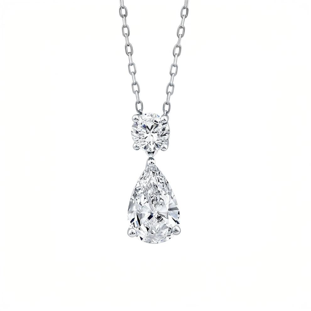 Lab Grown Diamond Pear-Shaped and Round Necklace in 10K White Gold (1 1/2 ct. tw.) – Image 1 of 3