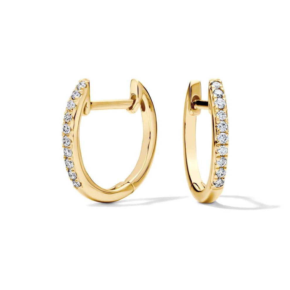 Diamond Huggie Hoop Earrings in 14K Yellow Gold (1/10 ct. tw.) – Image 1 of 2