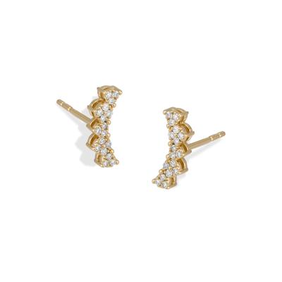 Diamond Curved Crawler Stud Earrings in 14K Yellow Gold (1/10 ct. tw.)